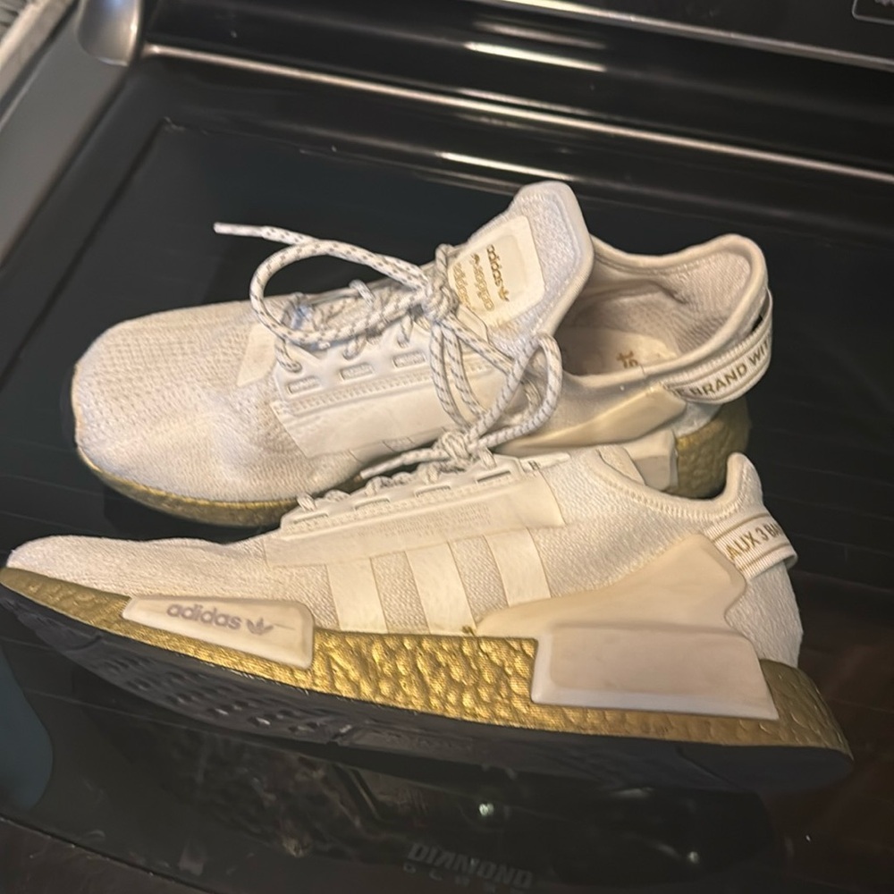 ADIDAS NMD R1 V2 Gold Boost 2019 Athletic Shoes Sneakers Women's Size 10 GUC